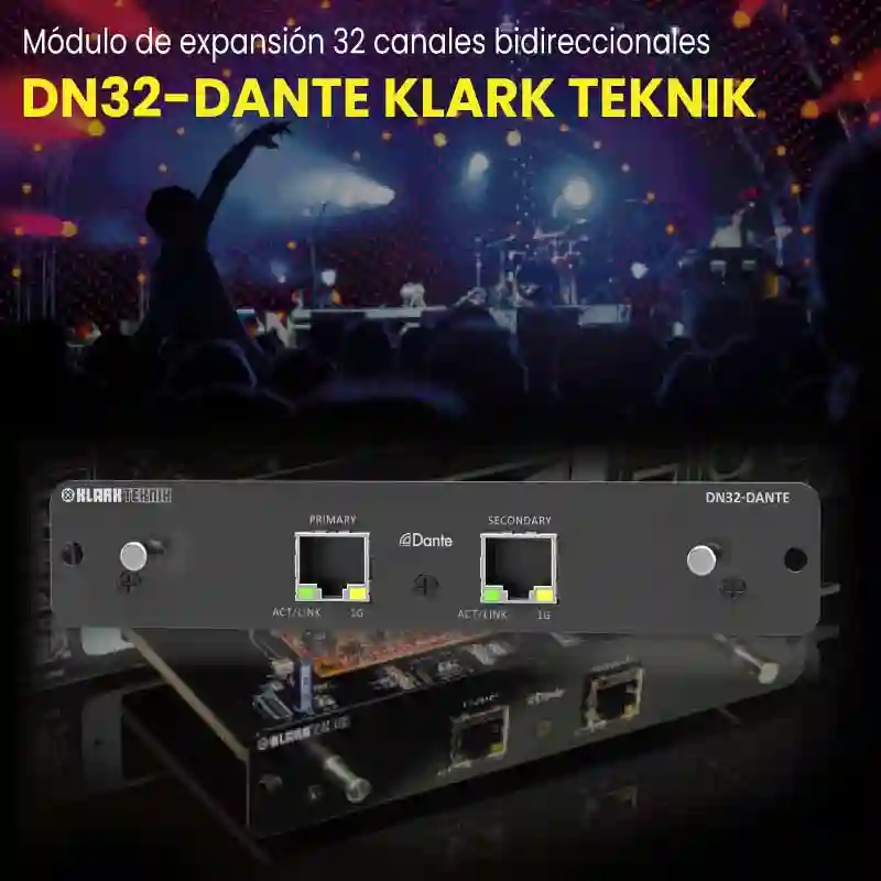 módulo de expansión 32 canales bidireccionales dn32 dante klark teknik