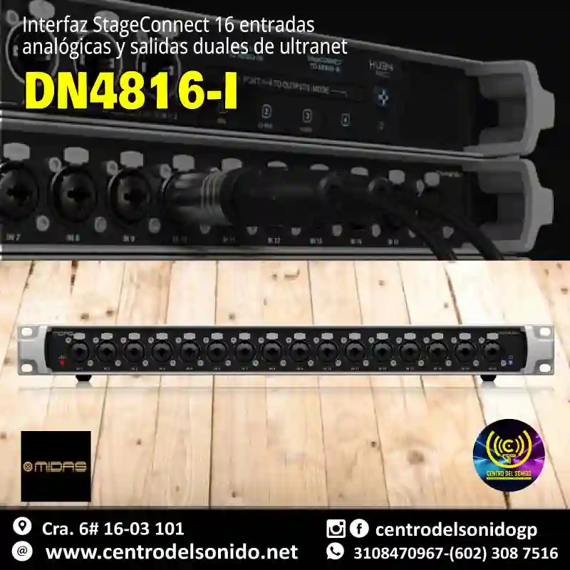 interfaz stageconnect 16 entradas analógicas y salidas duales de ultranet dn4816 i