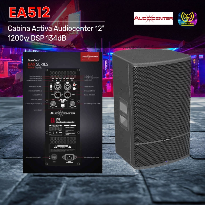 cabina activa audiocenter ea512 12″ 1200w dsp 134db
