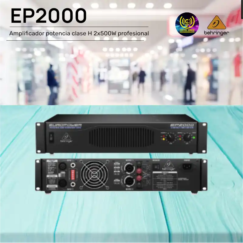 amplificador potencia ep2000 behringer clase h 2x500w profesional
