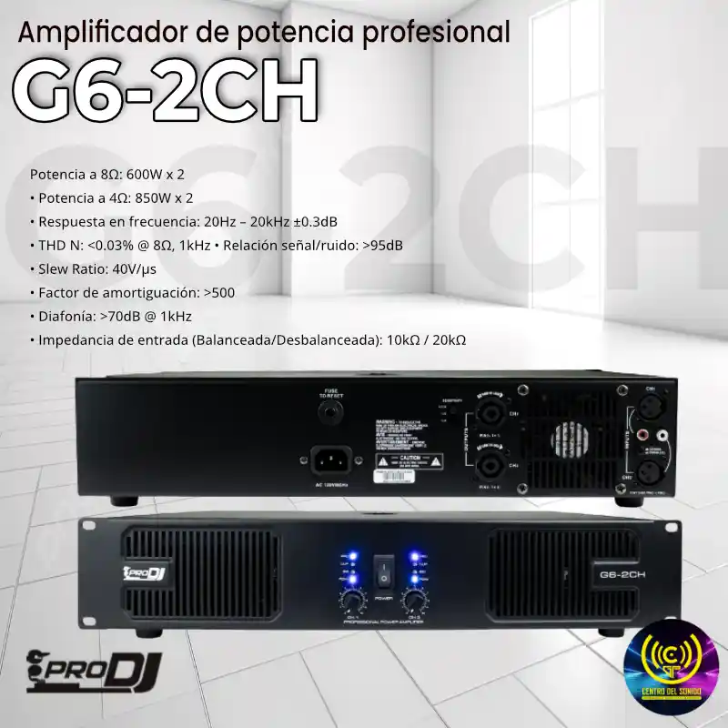 g6 2ch pro dj amplificador de potencia profesional