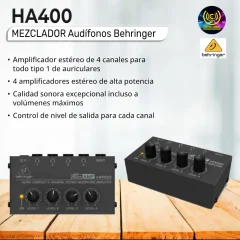 mezclador audífonos ha400 behringer