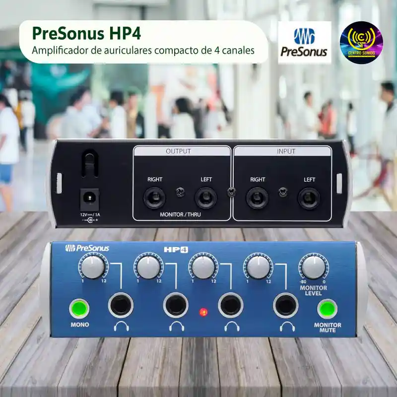amplificador de auriculares compacto de 4 canales presonus hp4