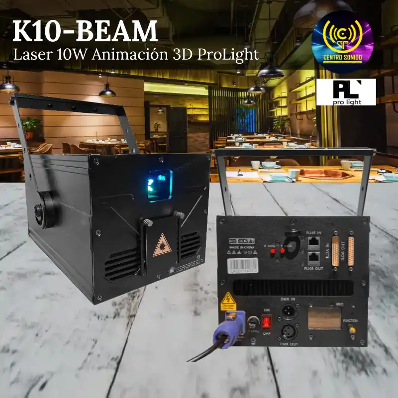 k10 beam laser 10w animación 3d prolight