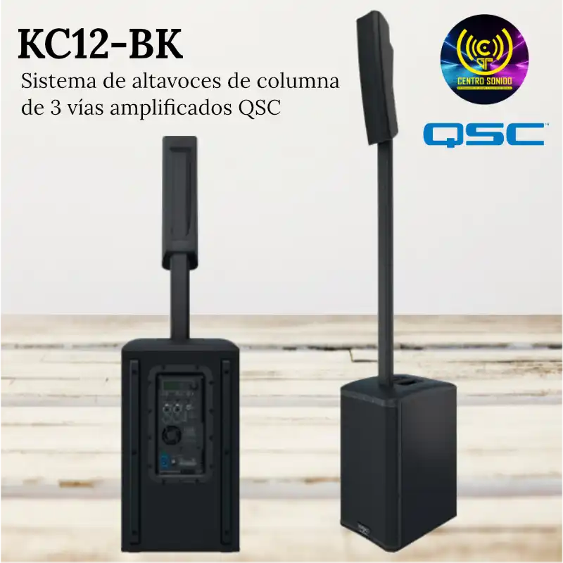 altavoz activo de columna de 3 vías qsc kc12 bk