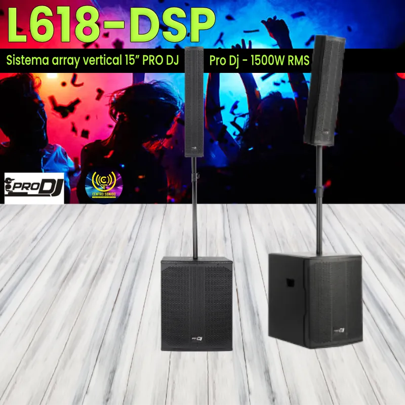 sistema array vertical 15” pro dj l618 dsp 1500w rms