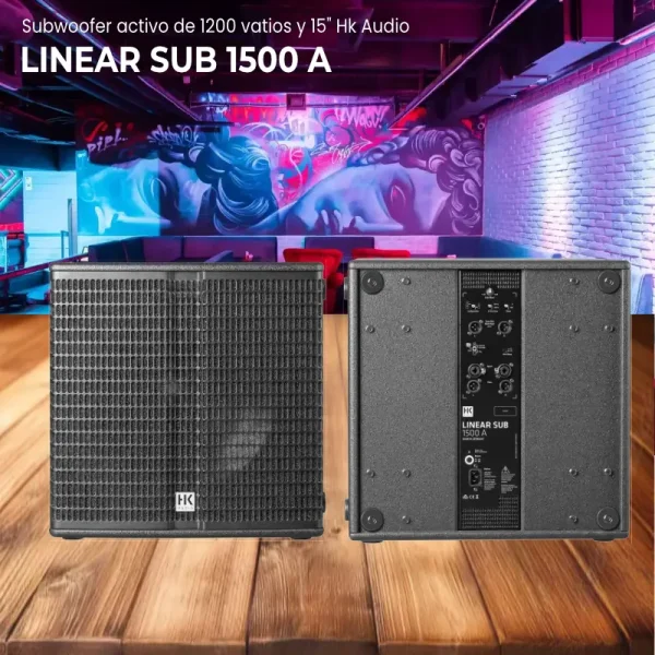 subwoofer activo de 1200 vatios y 15" hk audio linear sub 1500 a