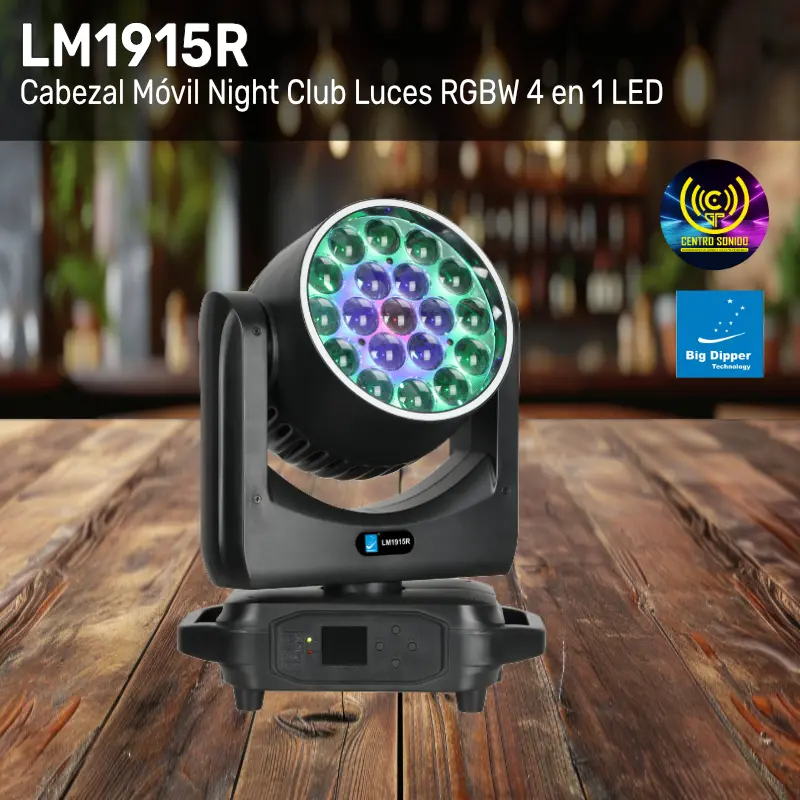 cabezal móvil night club luces rgbw 4 en 1 led lm1915r big dipper