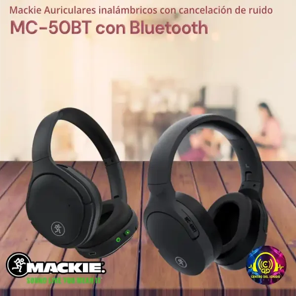 mackie auriculares inalámbricos con cancelación de ruido mc 50bt con bluetooth