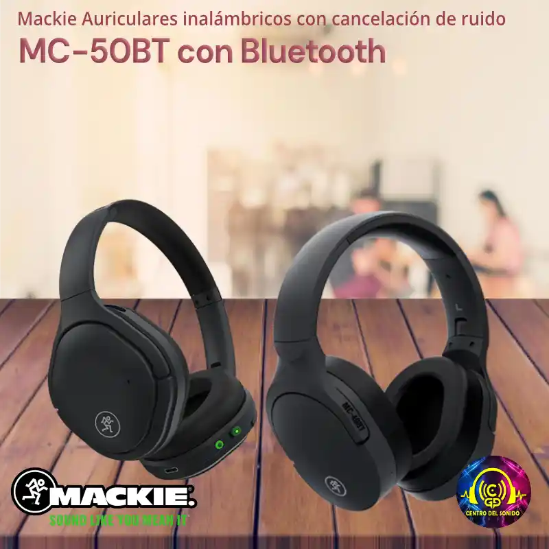 mackie auriculares inalámbricos con cancelación de ruido mc 50bt con bluetooth