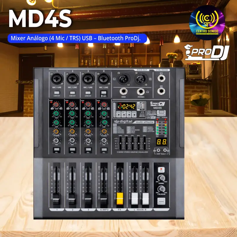 md4s mixer análogo (4 mic / trs) usb – bluetooth prodj.