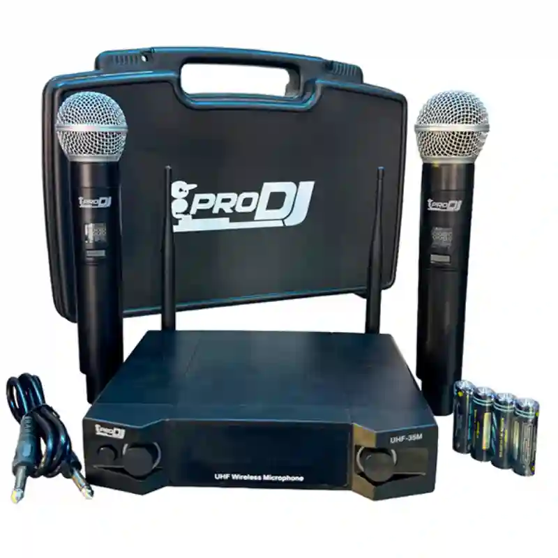 micrófono inalambrico uhf doble de frecuencia uhf 35m