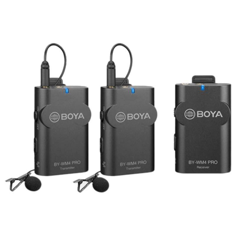 boya by wm4 pro k2 sistema de micrófonos inalámbrico doble para cámaras y smartphone