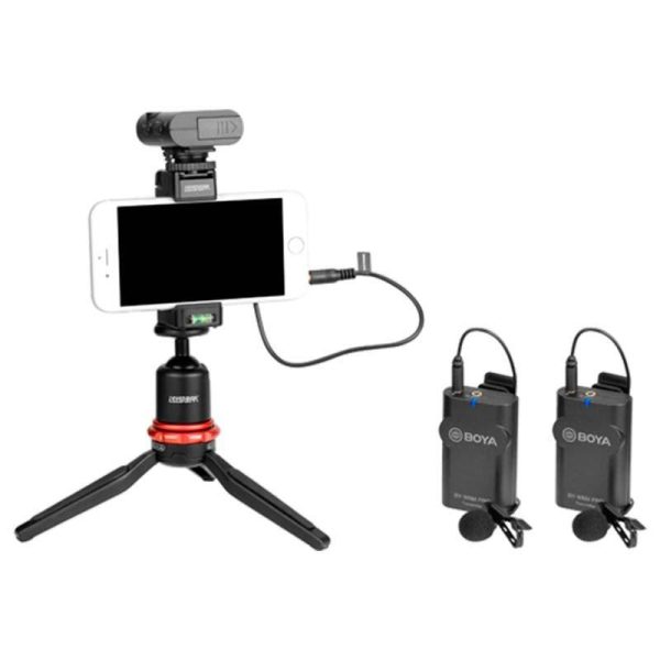 boya by wm4 pro k2 sistema de micrófonos inalámbrico doble para cámaras y smartphone