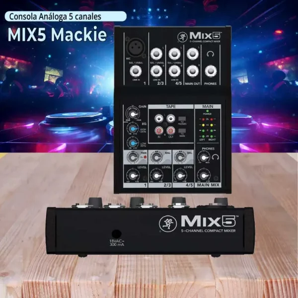 consola análoga 5 canales mackie mix5