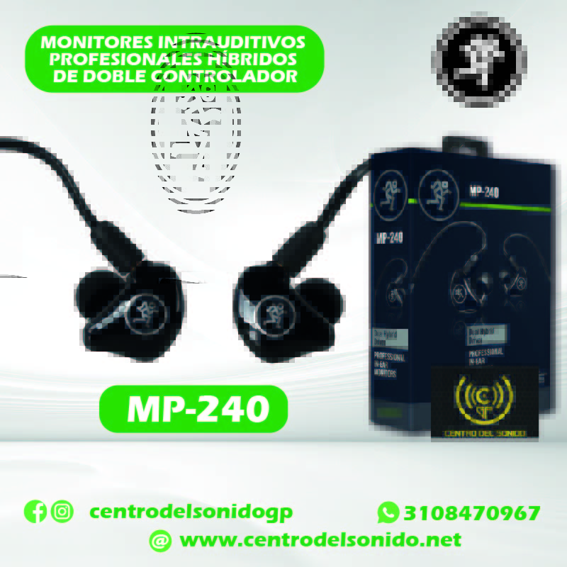 mackie mp 240 auriculares y monitores intrauditivos con controladores híbridos duales