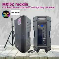 combo cabina activa de 15'' maxlin mx15z con tripode y microfono