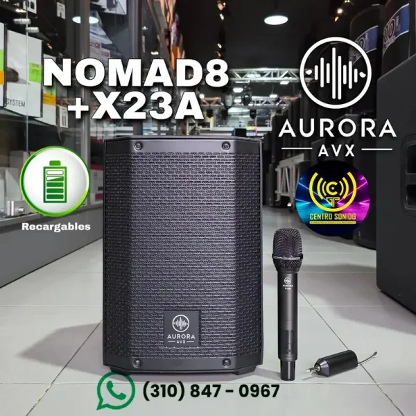 aurora nomad 8 parlante activo portatil de 8" ( incluye sistema x23)