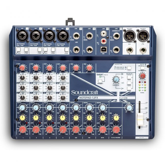 notepad 12fx consola soundcraft con interfaz y puerto usb
