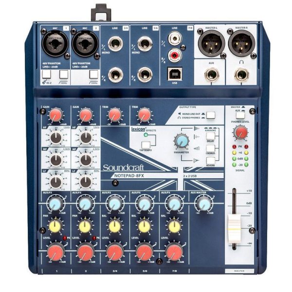 consola con interfaz soundcraft notepad 8fx