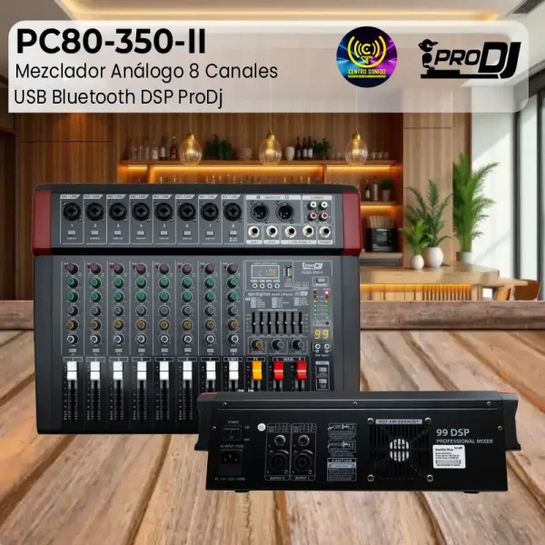 mezclador análogo pc80 350 ii 8 canales usb bluetooth dsp prodj