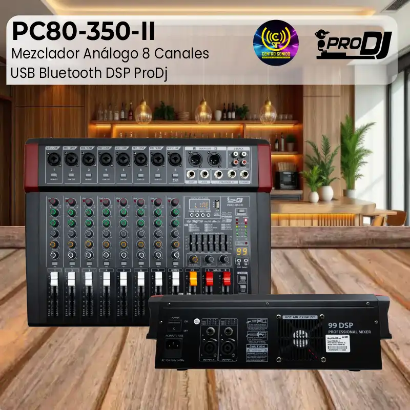 mezclador análogo pc80 350 ii 8 canales usb bluetooth dsp prodj