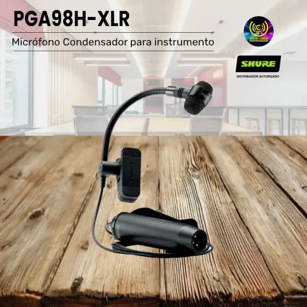 microfono condensador para instrumento shure pga98h xlr