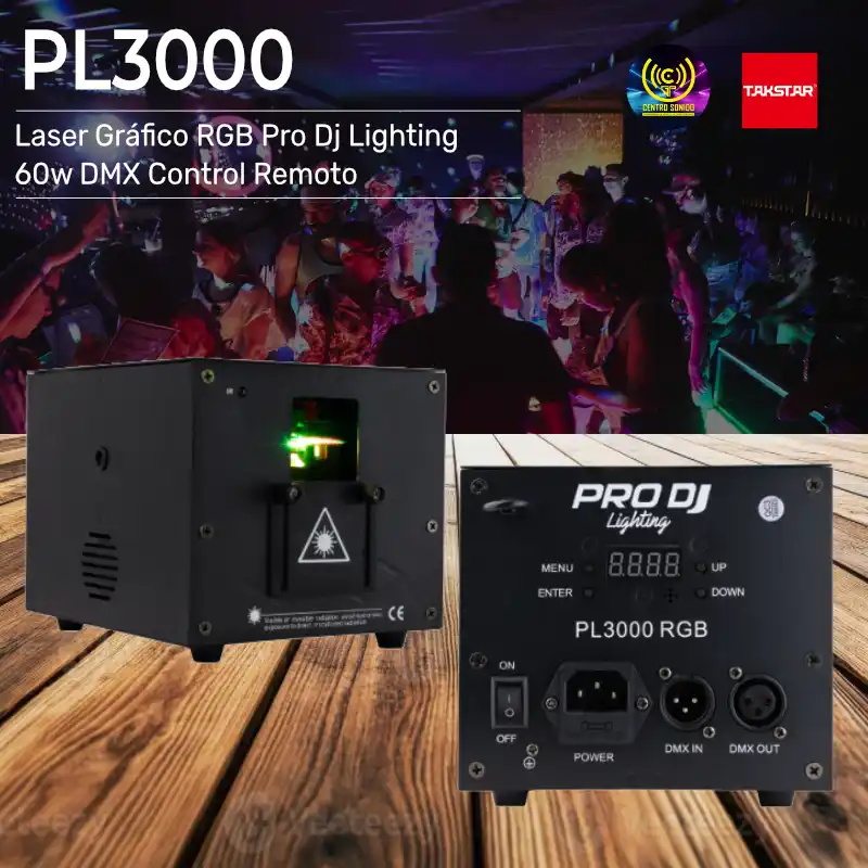 laser gráfico rgb pl3000 pro dj lighting 60w dmx control remoto