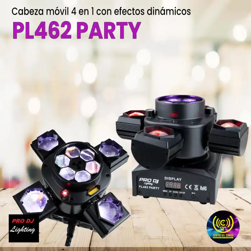 cabeza móvil 4 en 1 con efectos dinámicos pl462 party pro dj lighting