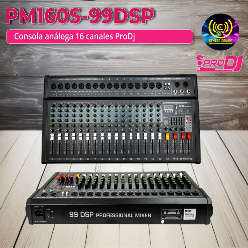 consola pm160s 99dsp pro dj análoga 16 canales