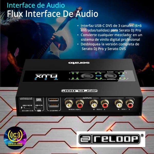 reloop flux interface de audio 24 bits 3 canales