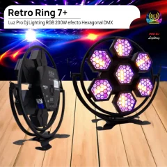luz retro ring 7+ pro dj lighting rgb 200w efecto hexagonal dmx