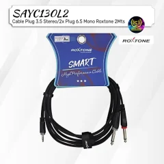 cable plug 3.5 stereo/2x plug 6.5 mono roxtone sayc130l2 2mts
