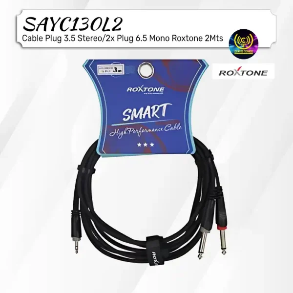 cable plug 3.5 stereo/2x plug 6.5 mono roxtone sayc130l2 2mts