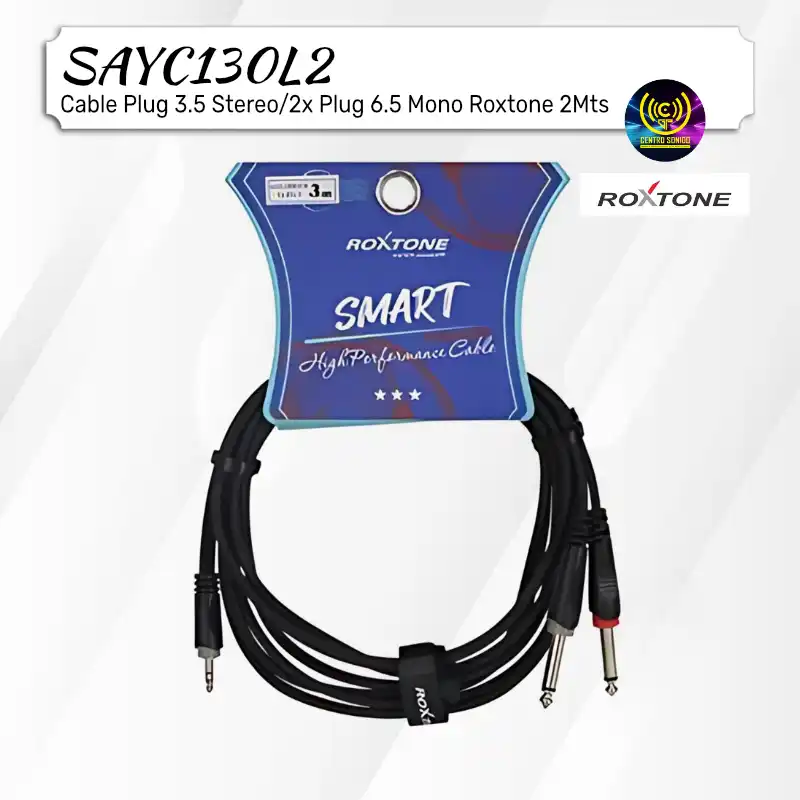 cable plug 3.5 stereo/2x plug 6.5 mono roxtone sayc130l2 2mts