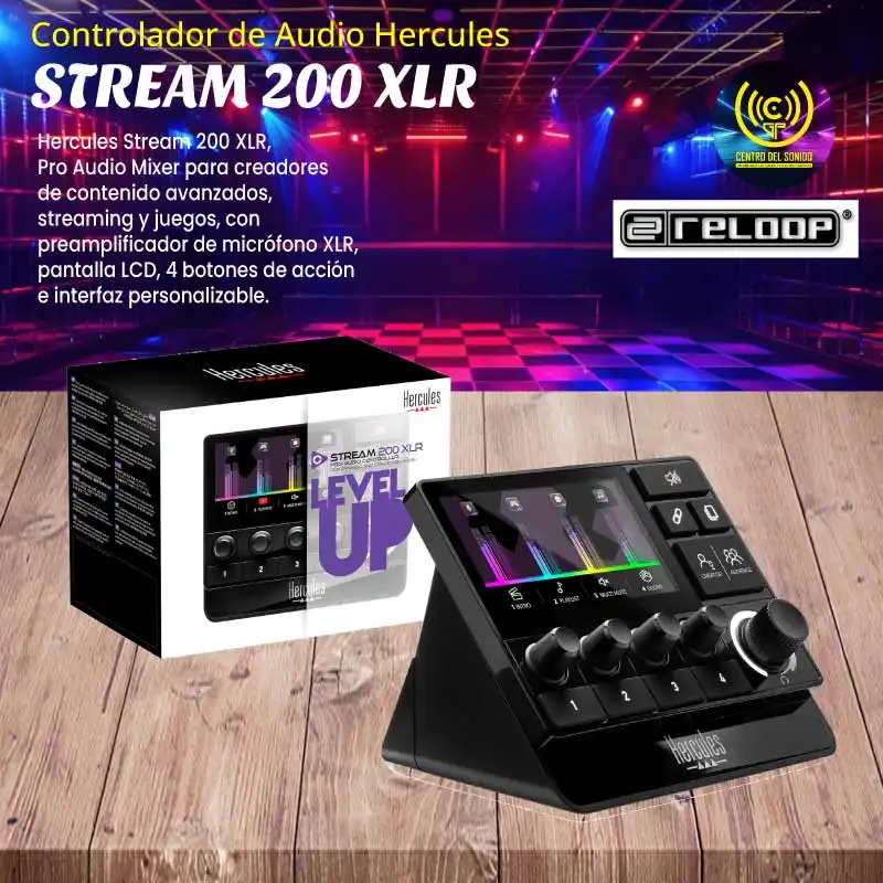 controlador de audio hercules stream 200 xlr