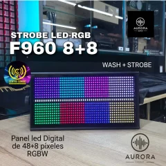 strobe led con 8+8 aurora f960 secciones rgb y blanco frio