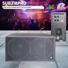 bajo activo doble de 18'' sub218pro pa pro audio