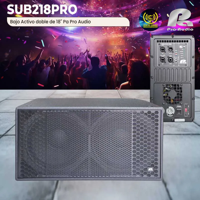 bajo activo doble de 18'' sub218pro pa pro audio
