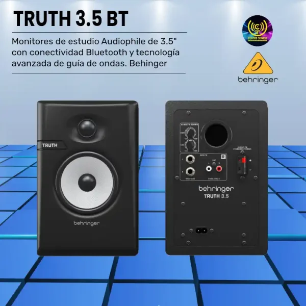 monitores de estudio truth 3.5 bt audiophile de 3.5" con conectividad bluetooth y tecnología avanzada de guía de ondas. behinger