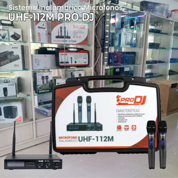 sistema inalámbrico microfonos uhf 112m de prodj