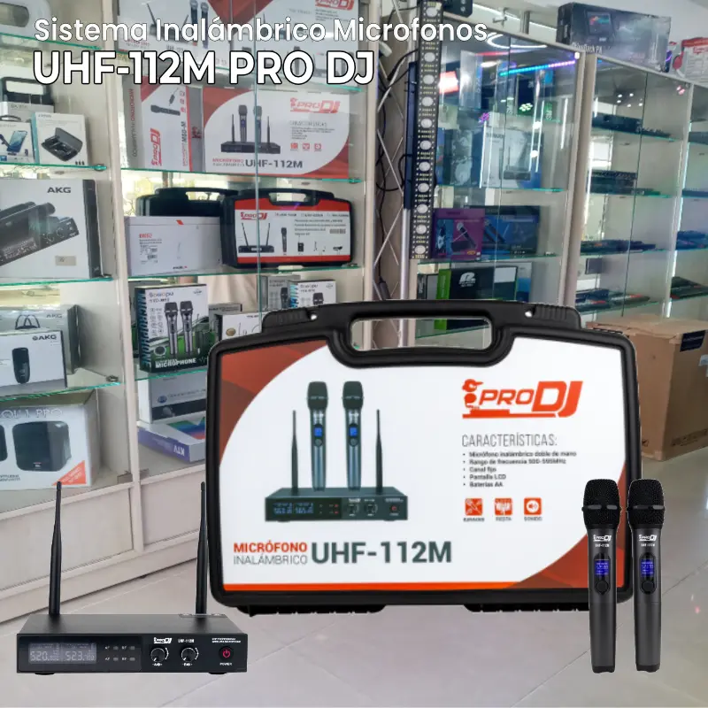 sistema inalámbrico microfonos uhf 112m de prodj