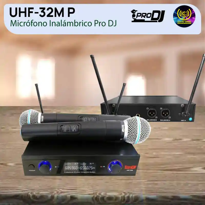micrófono inalámbrico uhf 32m pro dj