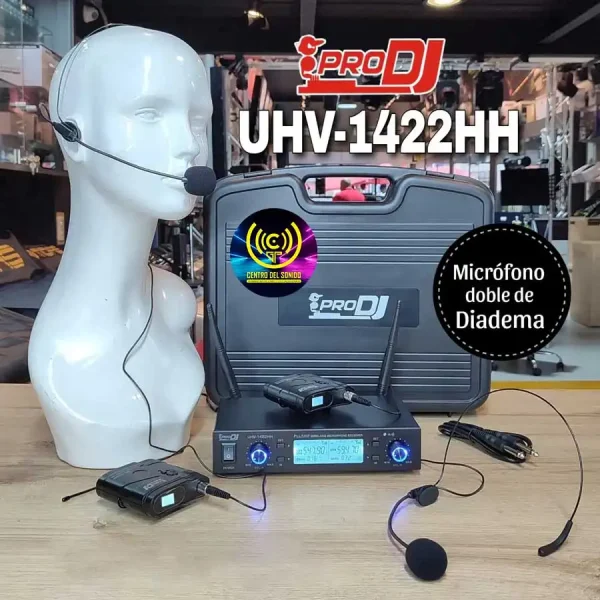 micrófono inalámbrico de diadema doble uhv1422hh