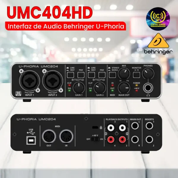 interfaz de audio umc404hd behringer u phoria