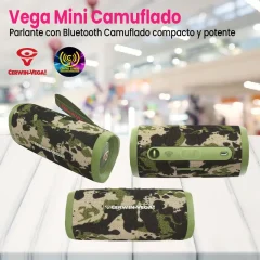 parlante vega mini bluetooth camuflado compacto y potente