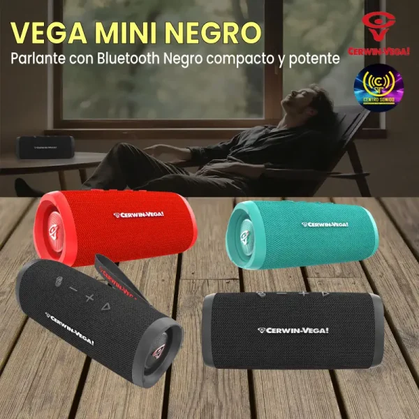 parlante vega mini bluetooth negro compacto y potente