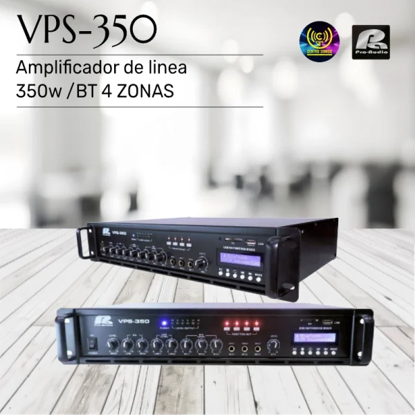 vps 350 amplificador de linea pa pro audio 350w /bt 4 zonas