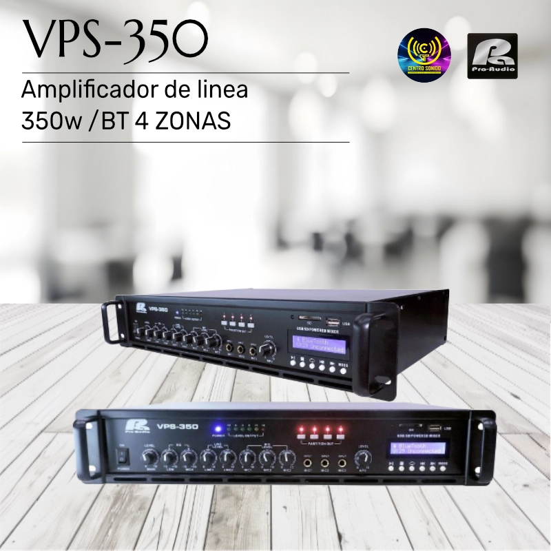 vps 350 amplificador de linea pa pro audio 350w /bt 4 zonas