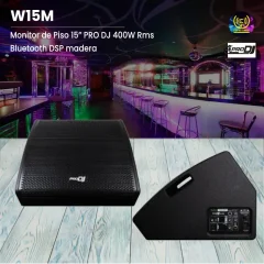 monitor de piso 15” pro dj w15m 400w rms bluetooth dsp madera